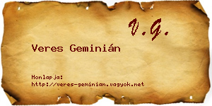 Veres Geminián névjegykártya